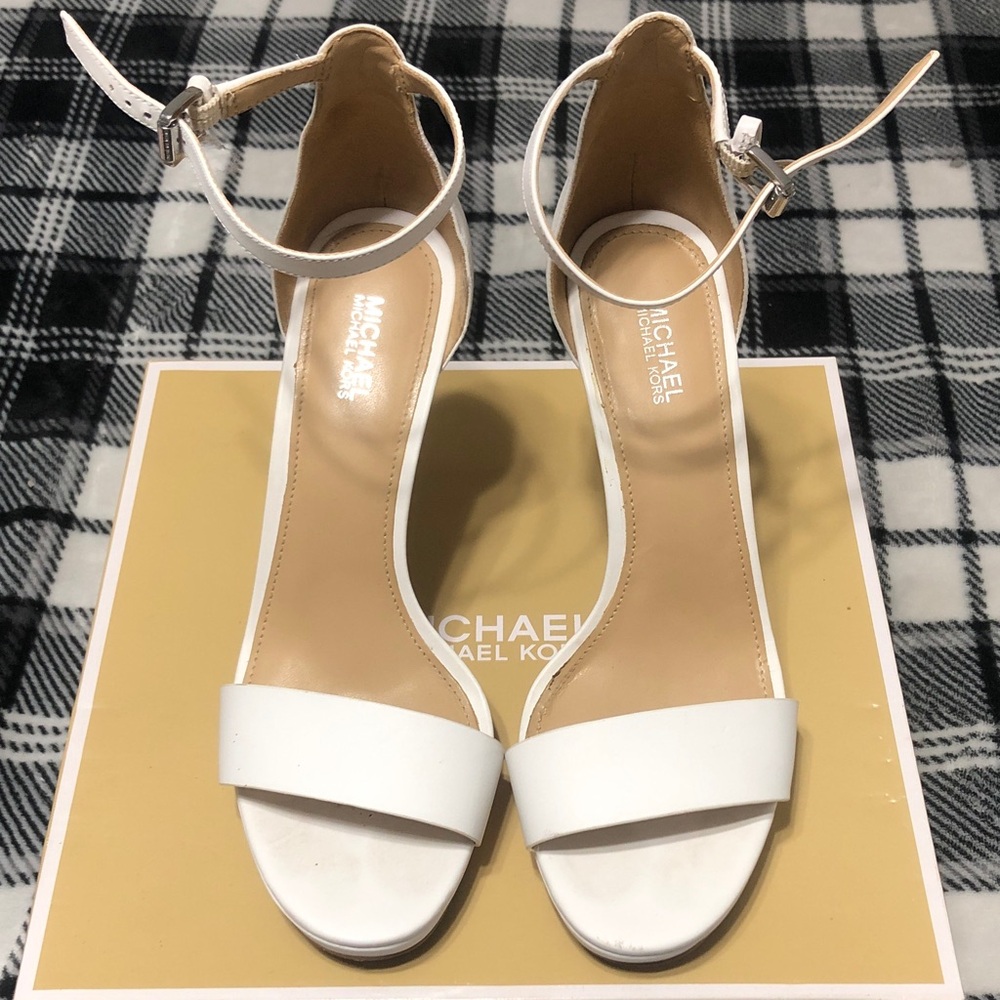 MICHAEL Michael Kors White Ankle-Strap Open-Toe Heels